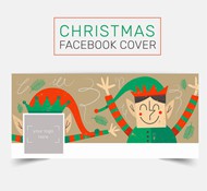 圣诞精灵脸书封面矢量图片