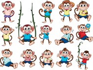 卡通小猴子矢量图片