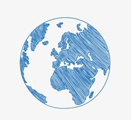 蓝色手绘地球矢量图片