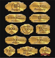 100周年纪念标签矢量图片