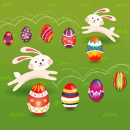 卡通兔子和彩蛋矢量图片