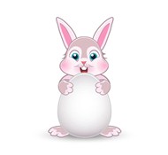 抱彩蛋的小兔子矢量图片