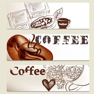 手绘咖啡banner矢量图片