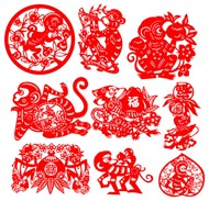 猴年传统艺术剪纸矢量图片