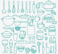 厨房用品与食物矢量图片
