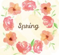 春季水彩花卉矢量图片