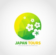 日本樱花旅行标志矢量图片