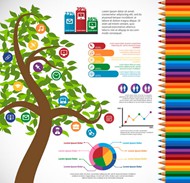 绿树教育信息图矢量图片