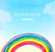 水彩彩虹背景矢量图片