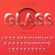 透明玻璃质感字母矢量图片