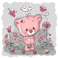 粉色猫咪插画矢量图片