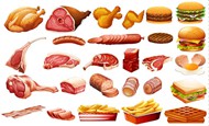 肉制品和快餐矢量图片