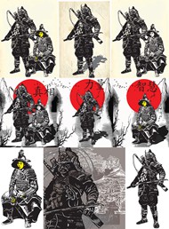 日本武士绘画矢量图片
