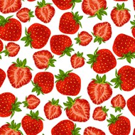 红色草莓无缝背景矢量图片