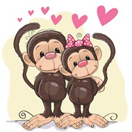 卡通情侣猴子矢量图片
