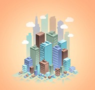 3D都市楼群矢量图片