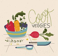 蔬菜与厨具矢量图片