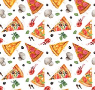 披萨和蘑菇背景矢量图片