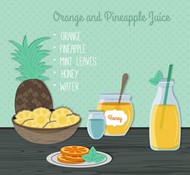 橙子和菠萝汁矢量图片