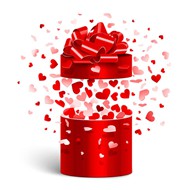 爱心与红色礼盒矢量图片