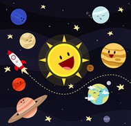 卡通太阳系星球矢量图片