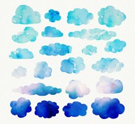 蓝色水彩云朵矢量图片