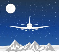 飞越雪山的飞机矢量图片