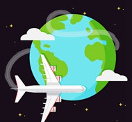 环球飞行飞机插画矢量图片