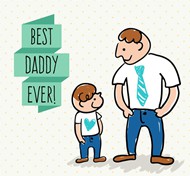 卡通父亲和儿子矢量图片