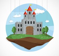 悬浮童话城堡矢量图片