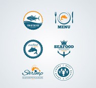 海鲜食品标签矢量图片
