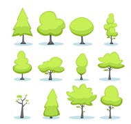 卡通绿色树木矢量图片