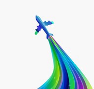 飞机和彩色轨迹矢量图片