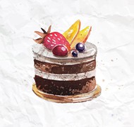 水果巧克力蛋糕矢量图片