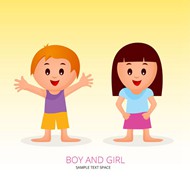 微笑男孩和女孩矢量图片