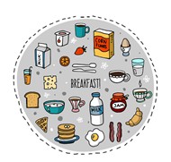 彩绘早餐食物矢量图片