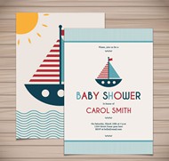 帆船迎婴派对卡片矢量图片