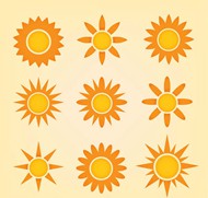 橙色太阳图标矢量图片