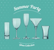 夏日派对玻璃杯矢量图片