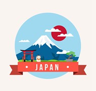 日本富士山插画矢量图片