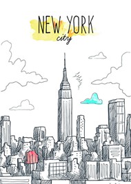 手绘纽约城市矢量图片