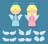 天使和翅膀矢量图片