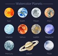 水彩绘行星矢量图片