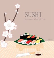 日式风味的寿司矢量图片
