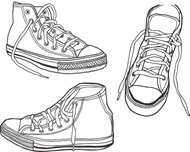 线条勾勒运动鞋矢量图片