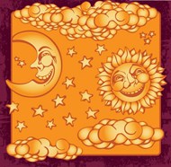 太阳星星月亮装饰矢量图片