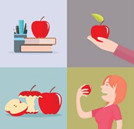 红苹果插画矢量图片