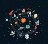 太空和宇航员插画矢量图片