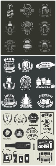 啤酒图标标签矢量图片