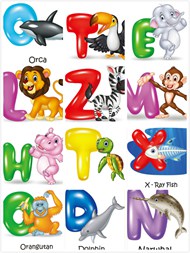 卡通动物字母矢量图片